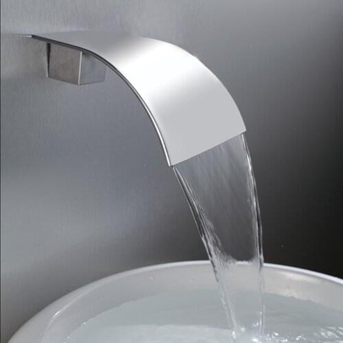 AZOS Wall Mounted Spout Bathroom Shower Waterfall Spout High Flow Waterfall Spout Chrome Roman Tub Waterfall Spout