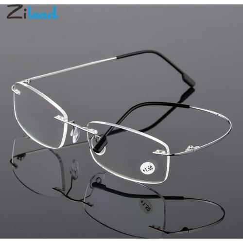 Zilead Ultralight Alloy Frameless Reading Glasses Anti Blue Light Business Prebyopia Spectacles Hyperopia Eyeglasses Eyewear