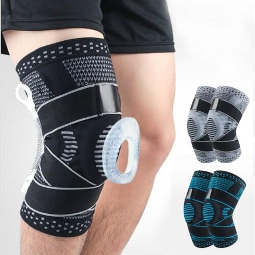 1Pcs Knee Braces For Arthritis Patella Silicone Spring Knee Pads Basketball Elastic Compression Running Support Safe Protector