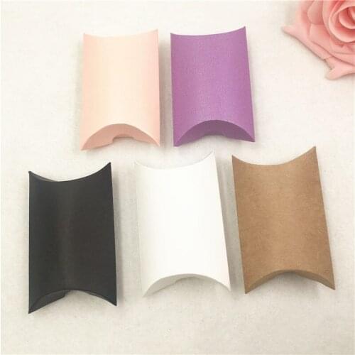 30pcs/Lot Handmade Two Size Colorful Kraft Paper Pillow Boxes For Wedding Candy Chocolate Cookies DIY Creative Gift Pillow Boxes