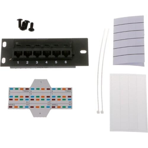 6 Port CAT5 CAT5E Patch Panel RJ45 Networking Wall Mount Rack Mount Bracket