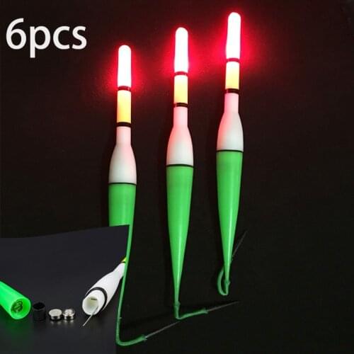 6pcs Buoy LED Electric Buoy Light + Battery Deep Water Buoy Fishing Tackle Float with Electronic Fishing Gear Fishing Light