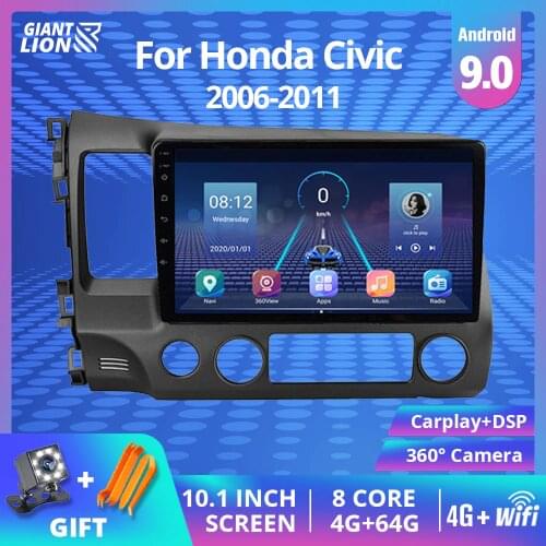 10.1 Inch 2Din Android 9.0 Car Radio For Honda Civic 2006-2011 2DIN Multimedia Player Navigation Head Unit Stereo Autoradio DVD