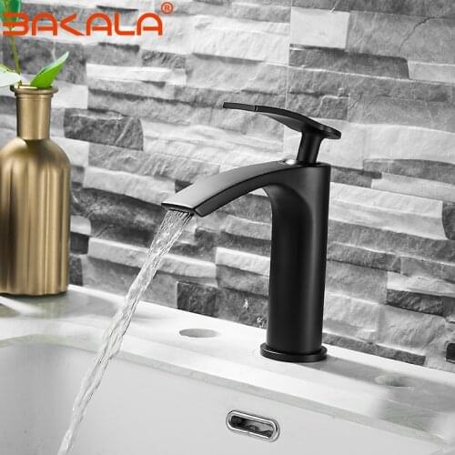 BAKALA Waterfall Basin Faucets bathroom cold and hot water brass 4 patterns mixers single handle Deck mounted faucet