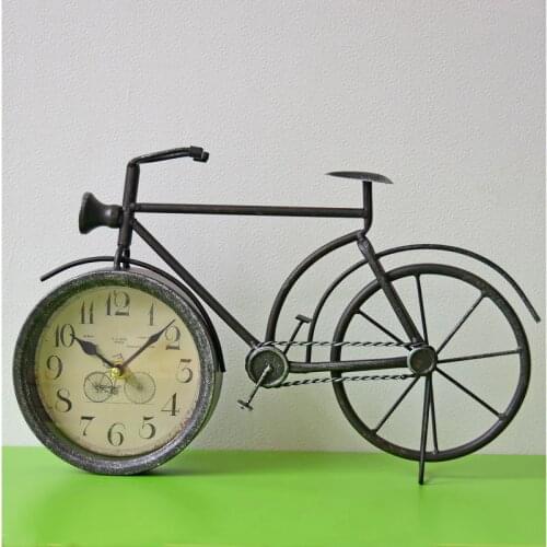 Antique Style Clocks Vintage Metal Bicycle Bike Desk Clock Home Decoration Retro Table Clock Ornament