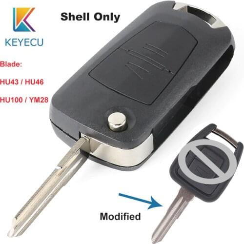 KEYECU for Opel, for Vauxhall Astra Zafira Omega Vectra Frontera Modified Flip Remote 2B Key Shell Case Fob HU43/YM28/HU46/HU100