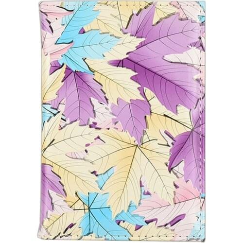 DIKEDAKU Elegant Maple Leaf Print Passport Cover for Women Waterproof Pu Leather Passport Wallet Cute Lady Travel Cover Passport