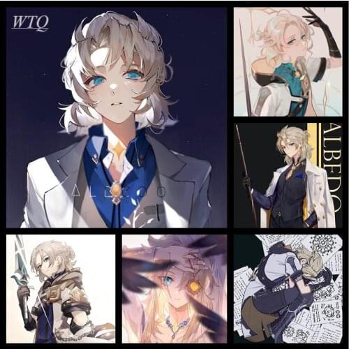 Genshin Impact Game Poster Game Male Characters Abedo Anime Posters Canvas Painting Wall Decor Wall Art Picture Home Decor