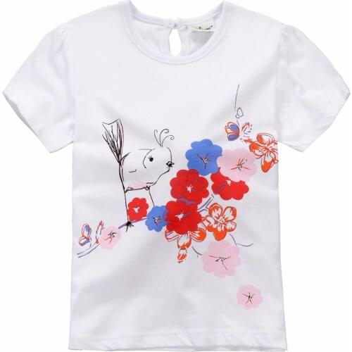 Jumping Beans Baby Girls Clothes 1-6years Girl T-Shirts White With Flower Bird Print Top Quality Fashion Girl Dress