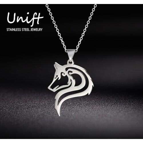 Unift Exquisite Carved Wolf Pendant Choker Necklace For Men Women Casual Punk Stainless Steel Necklaces Fashion Jewelry Gift
