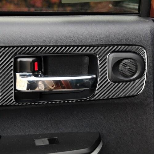 LHD! Car Styling 4PCS Real Carbon Fiber Interior Door Handles Panel Cover Trim Stickers for Toyota Tundra 2014-2021
