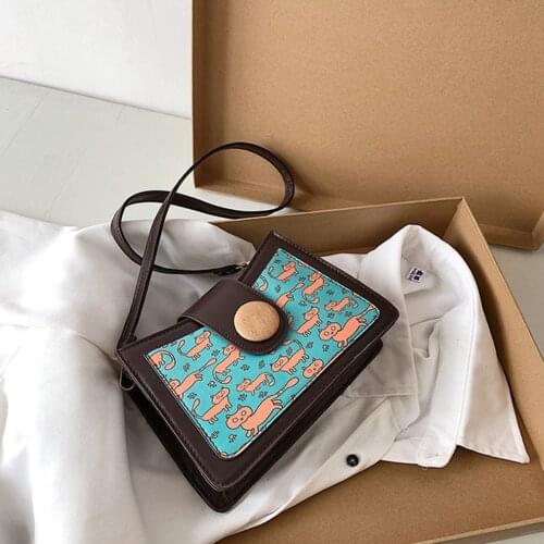 Fashion Women Cartoon Printing Underarm Bag PU Leather Ladies Casual Shoulder Bag Handbag