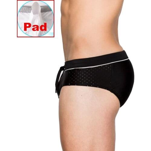 Men 's Low Rize Swim Briefs Padded Underwear Swimsuit Front Enhancing Mat Breathable Mesh Nylon Shorts Swimwear Male Beach Wear
