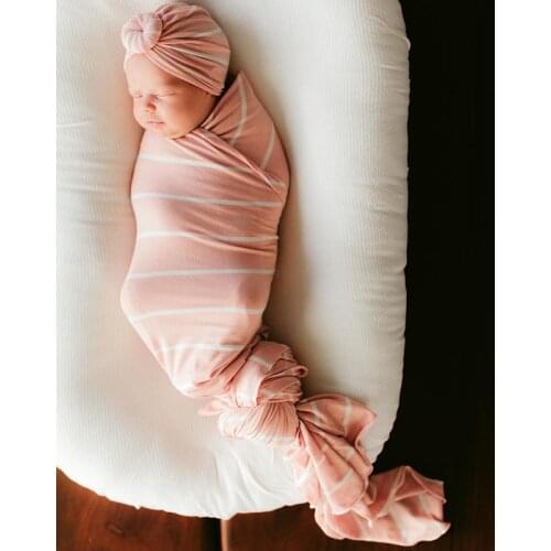 2PCS Soft Infant Sleeping Bags Cotton Swaddle Muslin Blanket Newborn Baby Wrap Swaddling Blanket+Hat