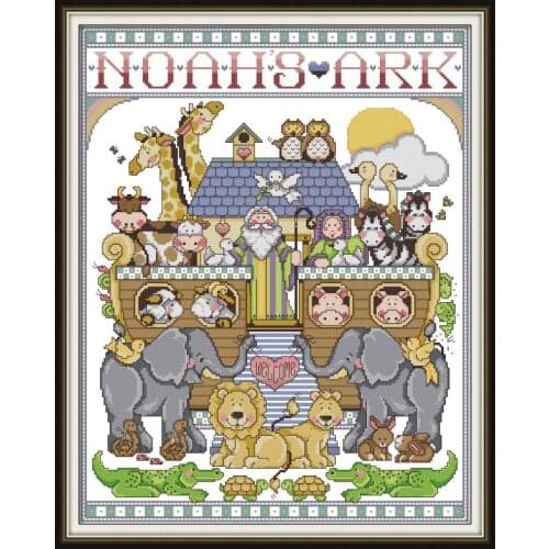 Joy Sunday Noahs Ark 14CT Cross Stitch Kit Embroidery Needlework Set DMC Chinese Printed Canvas Cross Stitch Home Decor Gift