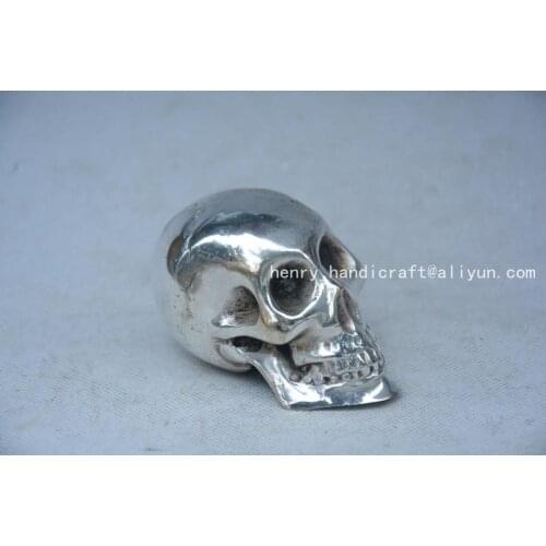 Very rare Qing Dynasty (QianLong1711-1799)silver Skull statue, evil town house,Decoration