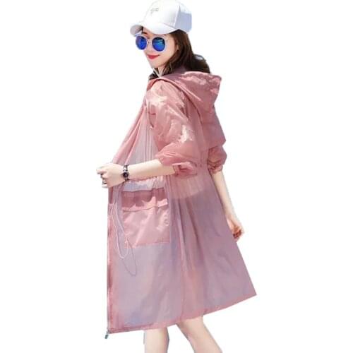 Sun Protection Clothing Womens Mid-Long Summer 2021 New Style Korean Style Thin Wild Windbreaker Sun Protection Shirt Jacket