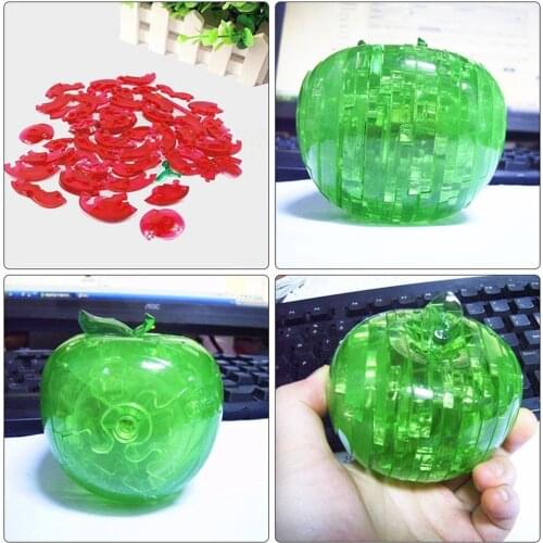 50pcs Apple Shape Puzzles For Children Non-Luminance Puzzle 3D Crystal Puzzle Jigsaw Assembly Model Toys