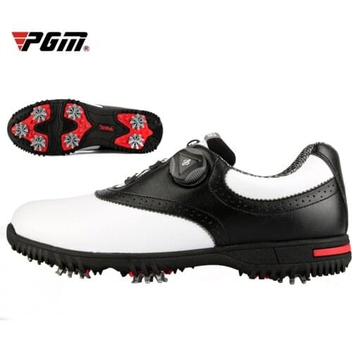 PGM 2020 Mens Waterproof Golf Shoes Rotating Buckle Shoeslace Nonb-slip Nail Tennis Shoes Leather Breathable Sneakers D0843