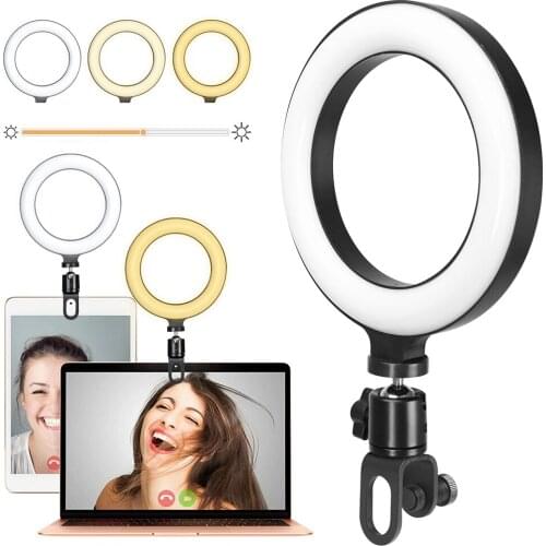 Protable LED Selfie Ring Light For Computer Youtube Live Streaming Studio Video Conference Light Dimmable Photography Lighting