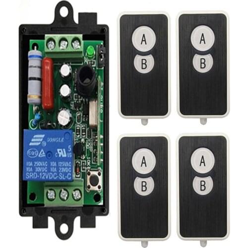 AC 220 V 1 Channel 1CH 10A Radio Controller RF Wireless Relay Remote Control Switch 315 MHZ 433 MHZ Transmitter +Receiver