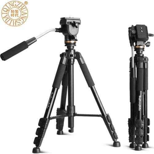 QZSD Q111S Professional Portable Travel Aluminum Camera Tripod&Hydraulic damping Pan Head for SLR DSLR Digital Camera