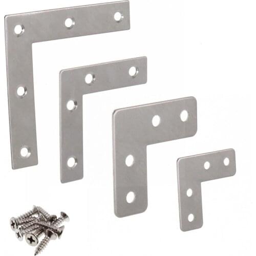 Repair Mending Bracket,Stainless Steel L Shape Flat Corner Brace for Wood,Metal Fixing Joining Bracket for Furniture and Cabinet