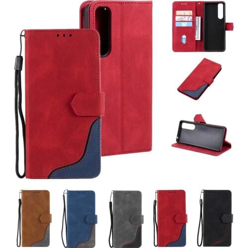 Luxury Leather Flip Wallet Case for Sony Xperia 1 5 10 iii Capa Card Holder Folded Stand Coque Shockproof Lanyard Slim Fit Cover
