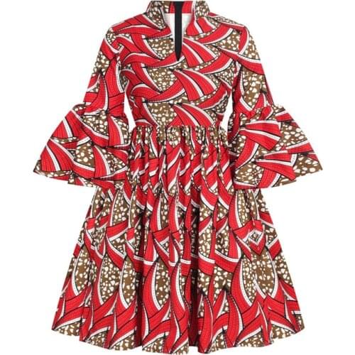 Sexy V Neck Mini Dress Women African Clothes 2021 Summer New Dashiki Floral Print Dress Casual Party African Dresses for Women