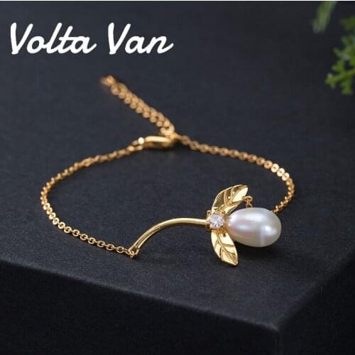 Volta Van Charm Bracelets 925 Sterling Silver Freshwater Pearls Elegant 2021 New Leaves Fine Jewelry Concise Luxury Bracelets