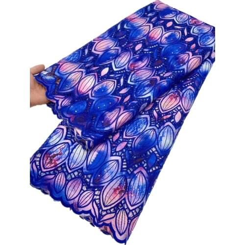 Blue Sequin Fabric French Net Laces African Lace Embroidered Tulle Trim Lace with stones for Dresses XH-180