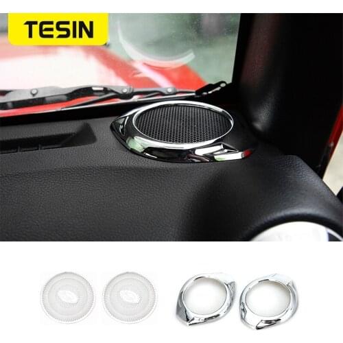 TESIN Car Front Dashboard A Pillar Loud Speaker Decoration Net Cover Trim for Jeep Wrangler JK 2015-2017 Car Accessories Styling