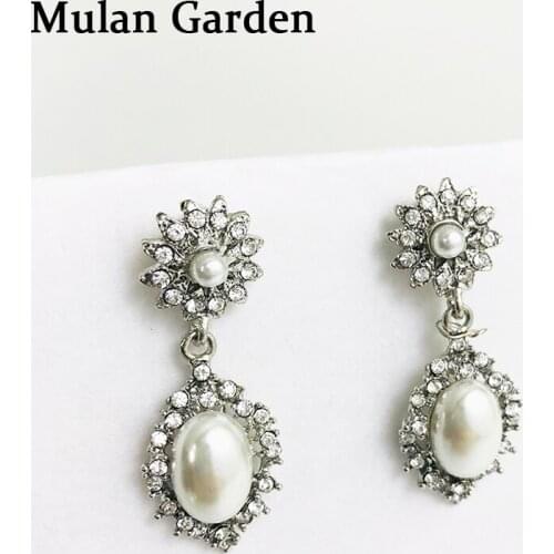 M&G Vintage Personality Imitation Pearl Earrings Geometric Pendant Dangle Earrings Fashion Jewelry Women Accessories 2019