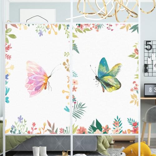 Window Film Privacy Butterfly Frosted Glass Sticker UV Blocking Heat Control Window Coverings Window Tint for Homedecor
