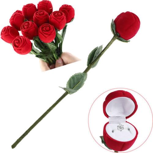 1Pcs Red Rose Jewelry Box Wedding Ring Gift Case Earrings Storage Display Holder Gift Boxes For Earring Rings