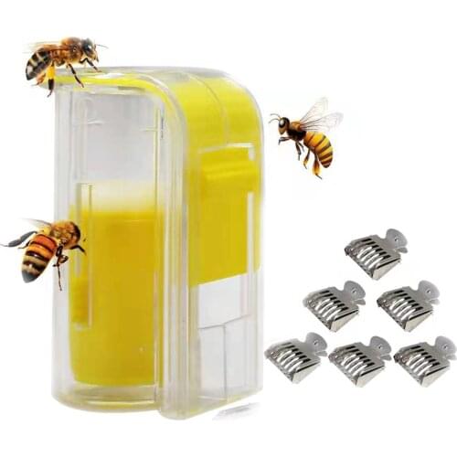 1 Pc Bee Queen Marker Bottle Breathable Plastic Anti-Escape Apiary Mark Cage And 6 Pcs Bee Clips Stainless Steel Queen Catcher