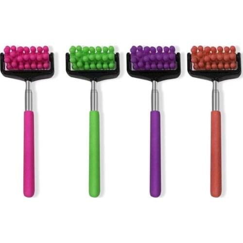 1pc Telescopic Back Massager Roller Stainless Steel Handy Back Scratcher Stress Relief Body Relax Tools Office Color Random New