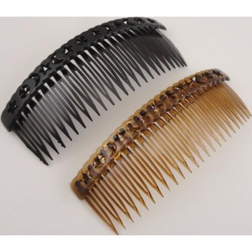 10PCS 4.5cm*12.0cm 24teeth Black Plain Plastic Hair Combs with filigree star moon as diy hair accessories,womens side combs