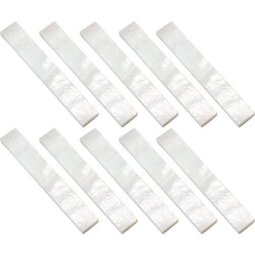 10Pcs Decorate Inlay Material White Mother of Pearl Shell Blanks 2mm Flat Rectangle Blanks Guitar Banjo Mandolin Inlay Accessory