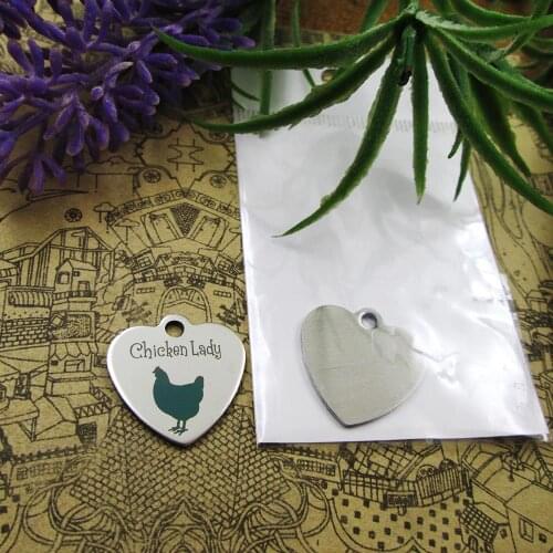 20pcs--"Chicken Lady"stainless steel charms 5 styles for choosing DIY Charms for necklace bracelets