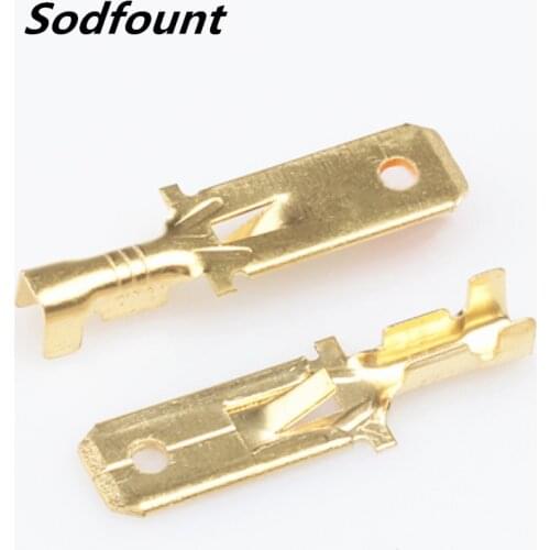 100pcs H62 brass tinned 6.3mm automotive terminal Automotive connector male terminal DJ611-6.3A