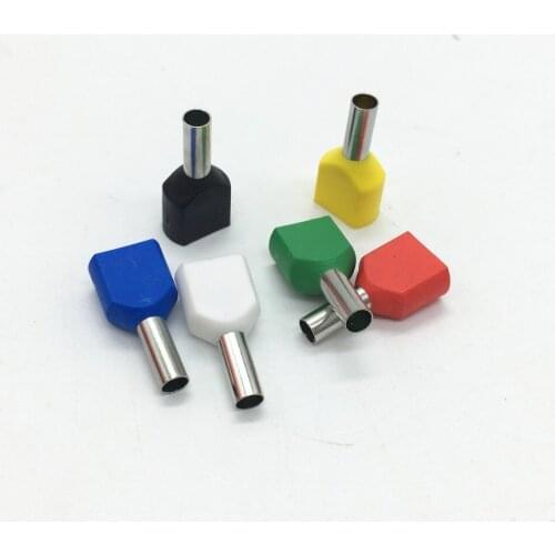1000pcs/pack TE0508 Terminales 2x22 AWG Dual Entry Wire Bootlace Ferrules For 2 X 0.5mm2 .8mm wire crimp terminal connector