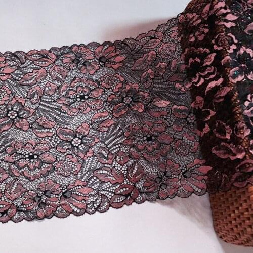 2Yards 22.5CM Wide Soft Stretch Elastic Lace Trim Black Red For Garter Bra Lingerie Sewing Clothes Underwear Fabric Accessories