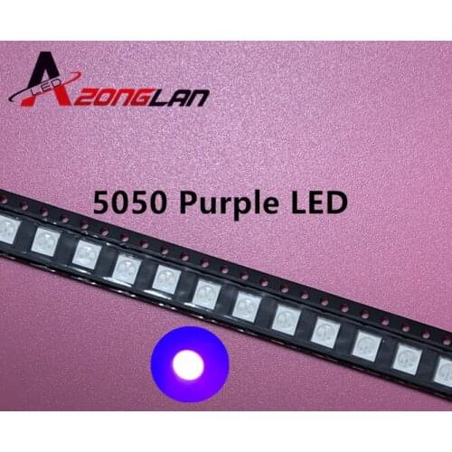 200pcs/LOT Ultra Bright 5050 LED SMD Purple UV Chip Surface Mount 20mA Light-Emitting Diode LED SMT Bead Lamp Light DIY Practice