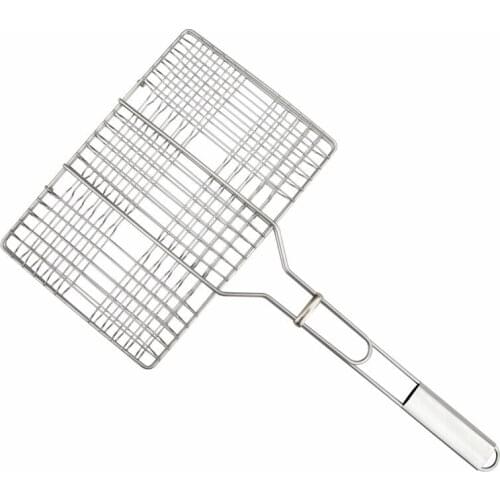 201 non-magnetic stainless steel six burger clip multi-function grilled fish clip grill net hollow stainless steel handle