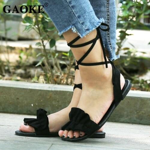 2019 Women Sandals Fashion Gladiator Sandal Sexy Flower High Sandalias Cross Tie Summer Style Casual Shoes Woman Beach Sandals