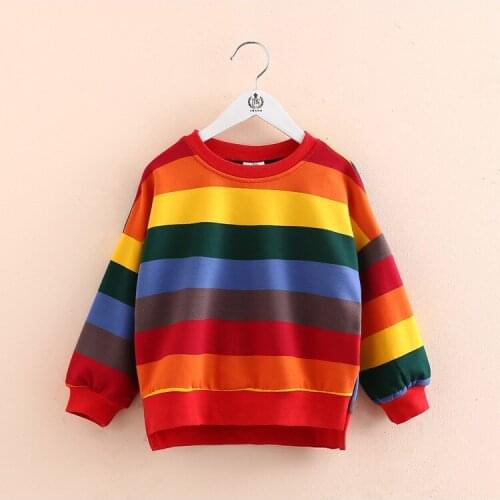 2020 Rainbow Sweatshirts Baby Girls Boys Hoodies Toddler Kids Sweatshirts Childrens O Neck Long Sleeves Hoodies Clothes DE10