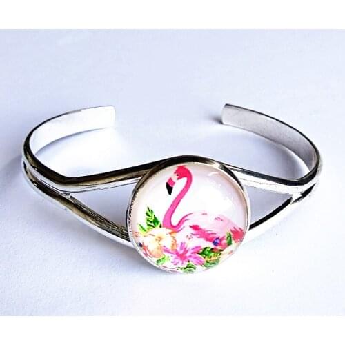 24pcs/lot ( Mixed 6 styles) Flamingo glass bracelets Cartoon Bangle for girls Jewelry wholesale best gift