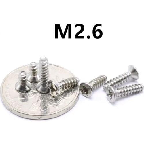 500pcs/lot M2.6x4/5/6/8/10/12mm KB nickel-plated cross countersunk head flat tail self-tapping screw