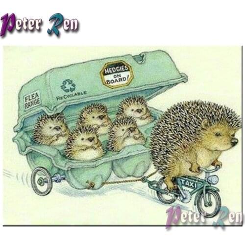 5d cartoon animal Hedgehog driving Diamond Painting Embroidery Square/round Mosaic Picture Rhinestone Handmade Childrens gifts
